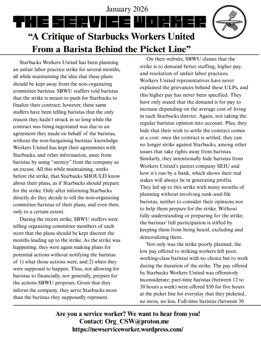 Organizing Without the Workers: A Critique of Starbucks Workers United From a Barista Behind the Picket&nbsp;Line