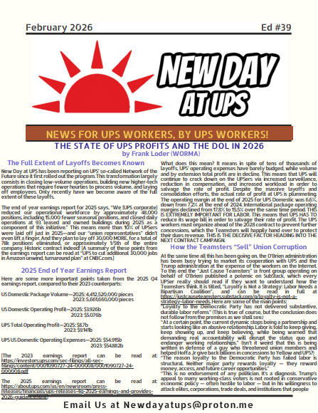 The State of UPS Profits and the DOL in&nbsp;2026