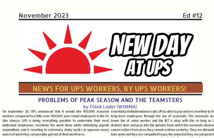 Problems of Peak Season and the Teamsters