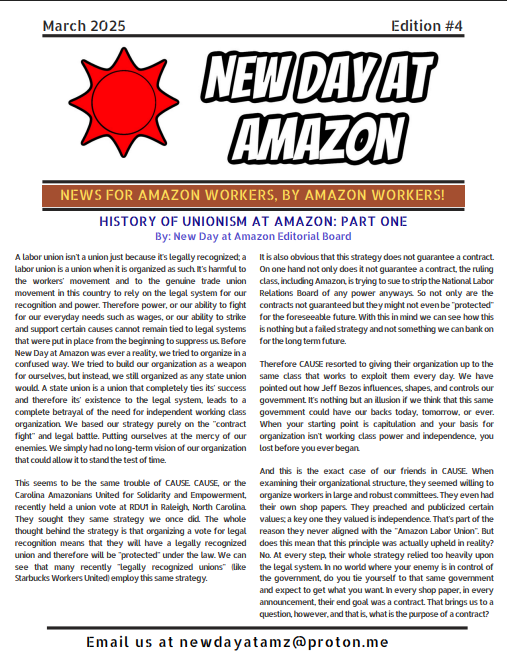 History of Union at Amazon: Part One & NLOC Resolution on IWWD